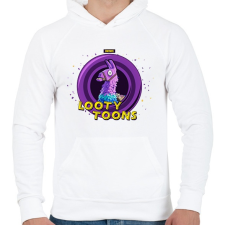 PRINTFASHION Looty Toons - Férfi kapucnis pulóver - Fehér férfi pulóver, kardigán