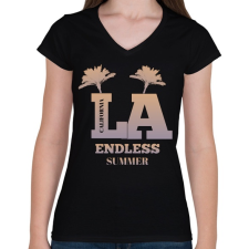 PRINTFASHION los angeles california - Női V-nyakú póló - Fekete női póló