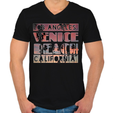 PRINTFASHION los angeles venice beach california - Férfi V-nyakú póló - Fekete