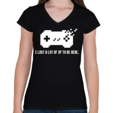 PRINTFASHION LOST A LOT OF XP - Női V-nyakú póló - Fekete női póló