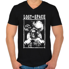 PRINTFASHION Lost in space - Férfi V-nyakú póló - Fekete
