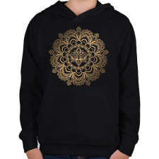 PRINTFASHION Lótusz mandala - Gyerek kapucnis pulóver - Fekete gyerek pulóver, kardigán