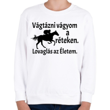 PRINTFASHION Lovaglás az életem - Gyerek pulóver - Fehér gyerek pulóver, kardigán