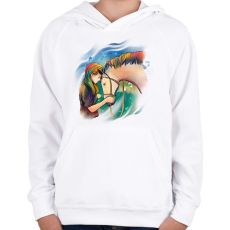 PRINTFASHION Lovaglás - Gyerek kapucnis pulóver - Fehér