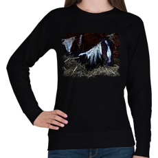 PRINTFASHION lovak az istállóban - Női pulóver - Fekete