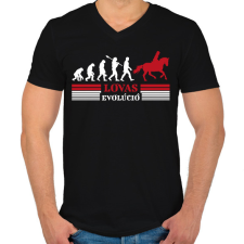 PRINTFASHION Lovas evolúció - Férfi V-nyakú póló - Fekete férfi póló