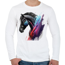 PRINTFASHION Lovas - Férfi hosszú ujjú póló - Fehér férfi póló