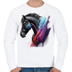 PRINTFASHION Lovas - Férfi pulóver - Fehér