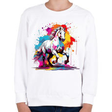 PRINTFASHION Lovas - Gyerek pulóver - Fehér