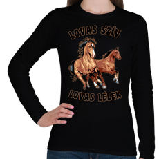 PRINTFASHION lovas - Női hosszú ujjú póló - Fekete