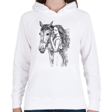 PRINTFASHION lovas - Női kapucnis pulóver - Fehér