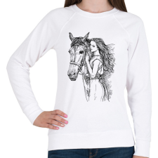 PRINTFASHION lovas - Női pulóver - Fehér női pulóver, kardigán