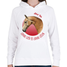 PRINTFASHION Lovas szív - Akhal Teke - Női kapucnis pulóver - Fehér női pulóver, kardigán