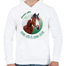 PRINTFASHION Lovas szív - Amerikai foltos - Férfi kapucnis pulóver - Fehér férfi pulóver, kardigán