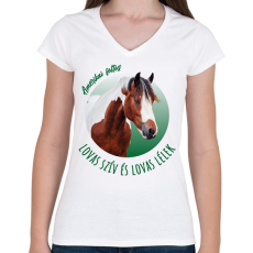 PRINTFASHION Lovas szív - Amerikai foltos - Női V-nyakú póló - Fehér