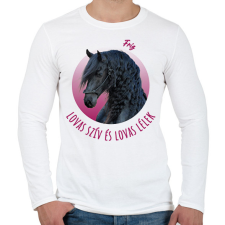 PRINTFASHION Lovas szív - Fríz - Férfi hosszú ujjú póló - Fehér férfi póló