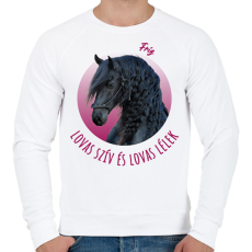 PRINTFASHION Lovas szív - Fríz - Férfi pulóver - Fehér