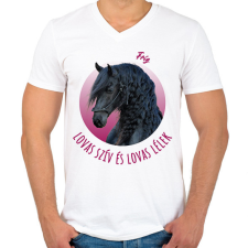 PRINTFASHION Lovas szív - Fríz - Férfi V-nyakú póló - Fehér férfi póló