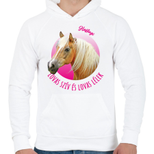 PRINTFASHION Lovas szív - Haflingi - Férfi kapucnis pulóver - Fehér férfi pulóver, kardigán