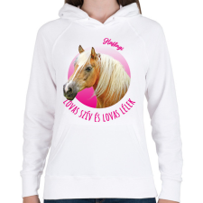 PRINTFASHION Lovas szív - Haflingi - Női kapucnis pulóver - Fehér női pulóver, kardigán