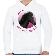 PRINTFASHION Lovas szív - Izlandi póni - Férfi kapucnis pulóver - Fehér férfi pulóver, kardigán