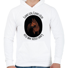 PRINTFASHION Lovas szív Lovas lélek - Férfi kapucnis pulóver - Fehér