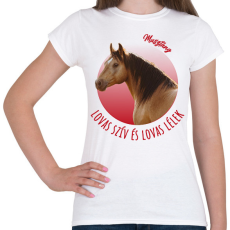 PRINTFASHION Lovas szív - Musztáng - Női póló - Fehér