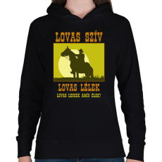 PRINTFASHION LOVAS SZÍV - Női kapucnis pulóver - Fekete