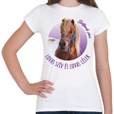PRINTFASHION Lovas szív - Shetlandi póni - Női póló - Fehér