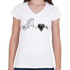 PRINTFASHION Lovas szívdobbanás - Női V-nyakú póló - Fehér
