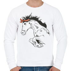 PRINTFASHION Lovas ugrás - Férfi pulóver - Fehér