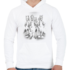 PRINTFASHION Lovas vágta - Férfi kapucnis pulóver - Fehér férfi pulóver, kardigán