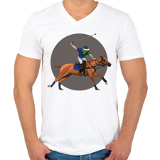 PRINTFASHION Lovaspóló - Férfi V-nyakú póló - Fehér férfi póló