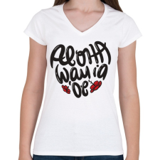PRINTFASHION Love Aloha Hawaii - Női V-nyakú póló - Fehér női póló