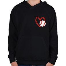 PRINTFASHION Love baseball - Gyerek kapucnis pulóver - Fekete