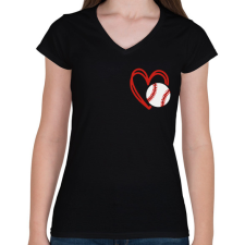 PRINTFASHION Love baseball - Női V-nyakú póló - Fekete női póló