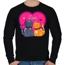 PRINTFASHION Love cats - Férfi pulóver - Fekete