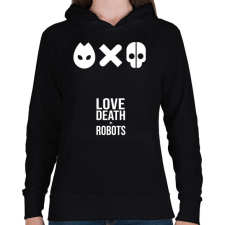 PRINTFASHION Love Death and Robots logo - Női kapucnis pulóver - Fekete női pulóver, kardigán