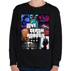PRINTFASHION Love Death & Robots - Gyerek pulóver - Fekete