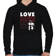 PRINTFASHION Love felirat - Férfi kapucnis pulóver - Fekete férfi pulóver, kardigán