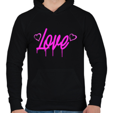 PRINTFASHION love felirat - Férfi kapucnis pulóver - Fekete