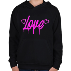 PRINTFASHION love felirat - Gyerek kapucnis pulóver - Fekete