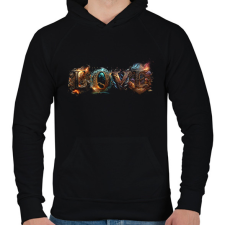 PRINTFASHION LOVE feliratos - szerelmes ajándék párodnak - Férfi kapucnis pulóver - Fekete férfi pulóver, kardigán