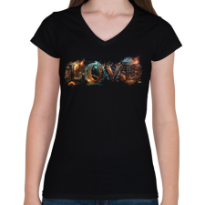 PRINTFASHION LOVE feliratos - szerelmes ajándék párodnak - Női V-nyakú póló - Fekete női póló