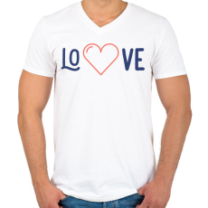 PRINTFASHION LOVE - Férfi V-nyakú póló - Fehér