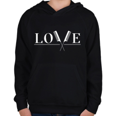 PRINTFASHION Love - Fodrász (white) - Gyerek kapucnis pulóver - Fekete