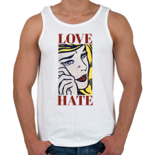 PRINTFASHION Love, Hate - Pop art - Férfi atléta - Fehér atléta, trikó