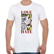 PRINTFASHION Love, Hate - Pop art - Férfi póló - Fehér