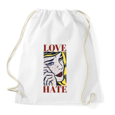 PRINTFASHION Love, Hate - Pop art - Sportzsák, Tornazsák - Fehér tornazsák