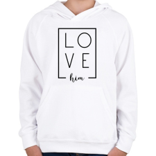 PRINTFASHION LOVE him páros 1 - Gyerek kapucnis pulóver - Fehér gyerek pulóver, kardigán